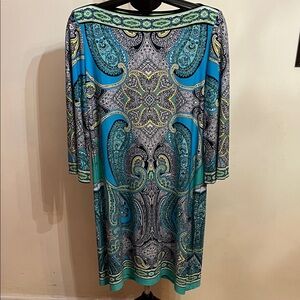 NWOT Studio One Elegant Paisley Print Dress - Blue and Green